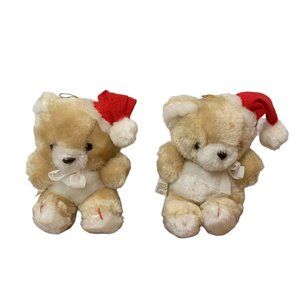 Vintage Ace Novelty Teddy Bear Plush Ornament Stuffed Animal Christmas Decor LOT